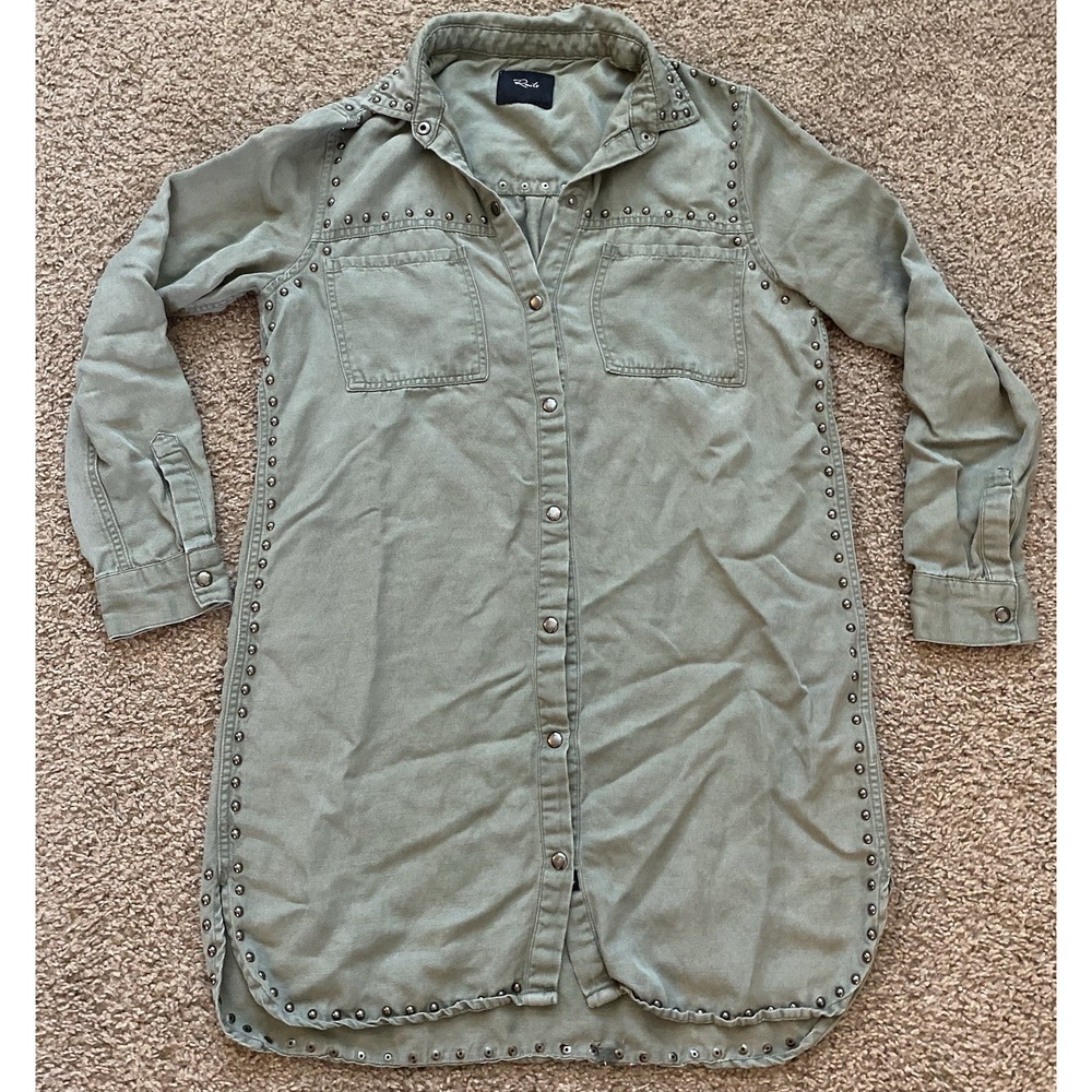 Rails Women's Shirt Dress Sage Green Studded Detail Bowie Shirt Dress Size Small
